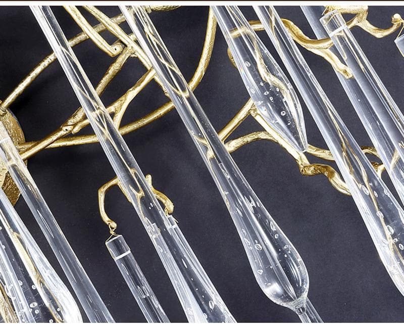 Teardrop Crystal Branch Brass Wall Sconce - W14" X D10" X H20"casivra