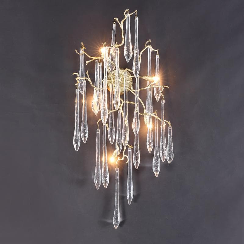 Teardrop Crystal Branch Brass Wall Sconce - W18" X D18" X H47"casivra