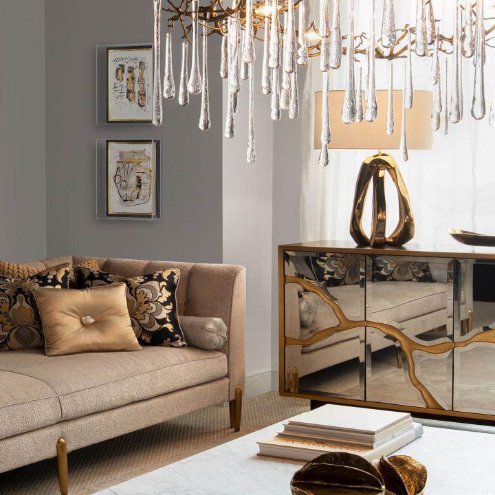 Teardrop Round Chandelier - Lacquered Burnished Brasscasivra