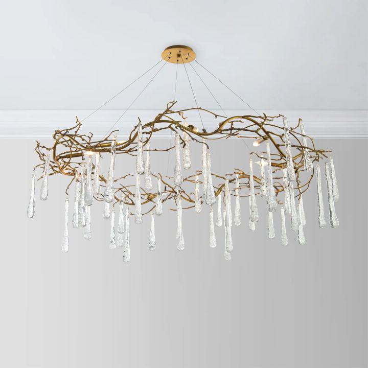 Teardrop Round Chandelier - Lacquered Burnished Brasscasivra