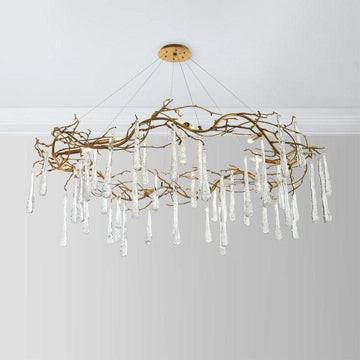 Teardrop Round Chandelier - Lacquered Burnished Brasscasivra
