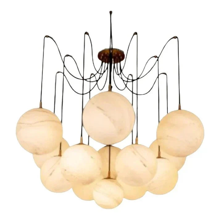 Terry Spider Alabaster Ball Chandelier, Luxurious Alabaster Chandelier - casivra