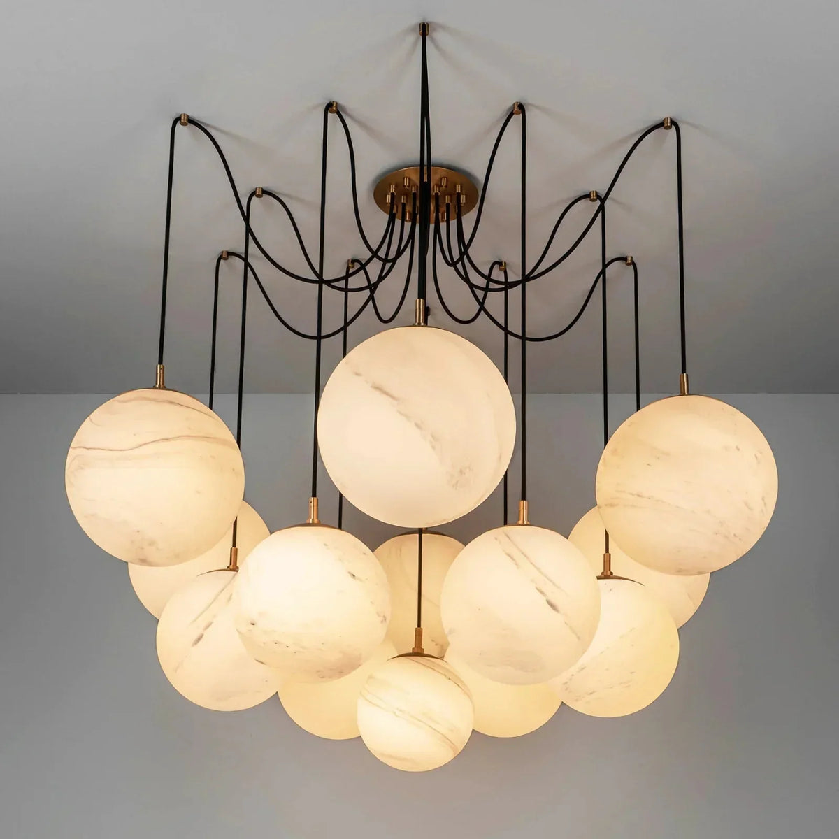 Terry Spider Alabaster Ball Chandelier, Luxurious Alabaster Chandelier - casivra