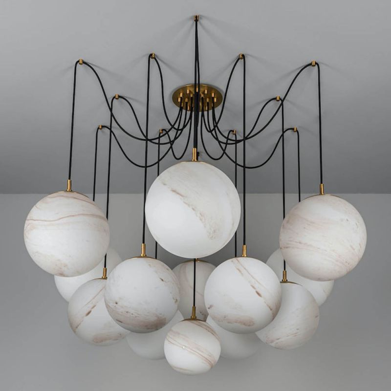 Terry Spider Alabaster Ball Chandelier, Luxurious Alabaster Chandelier - casivra