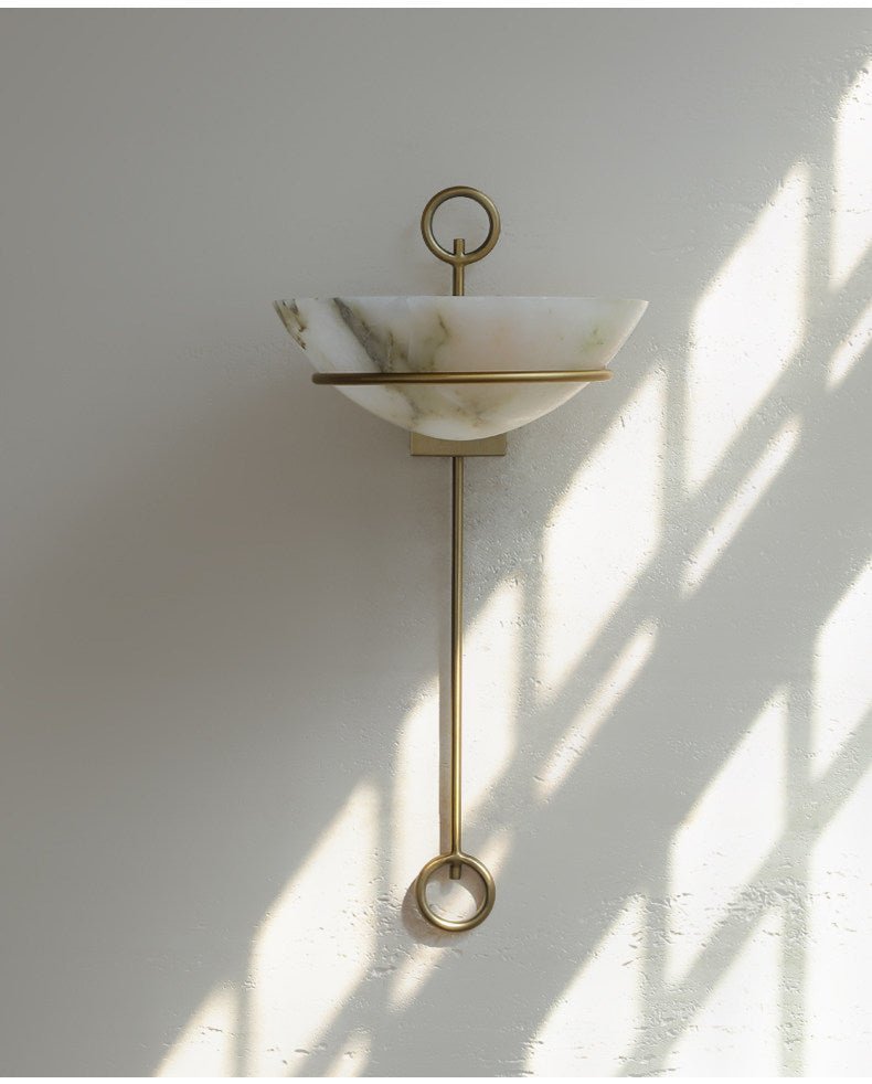 Tether Alabaster Wall Light - Diameter 10.2 in x H 21.7 inGold & Whitecasivra