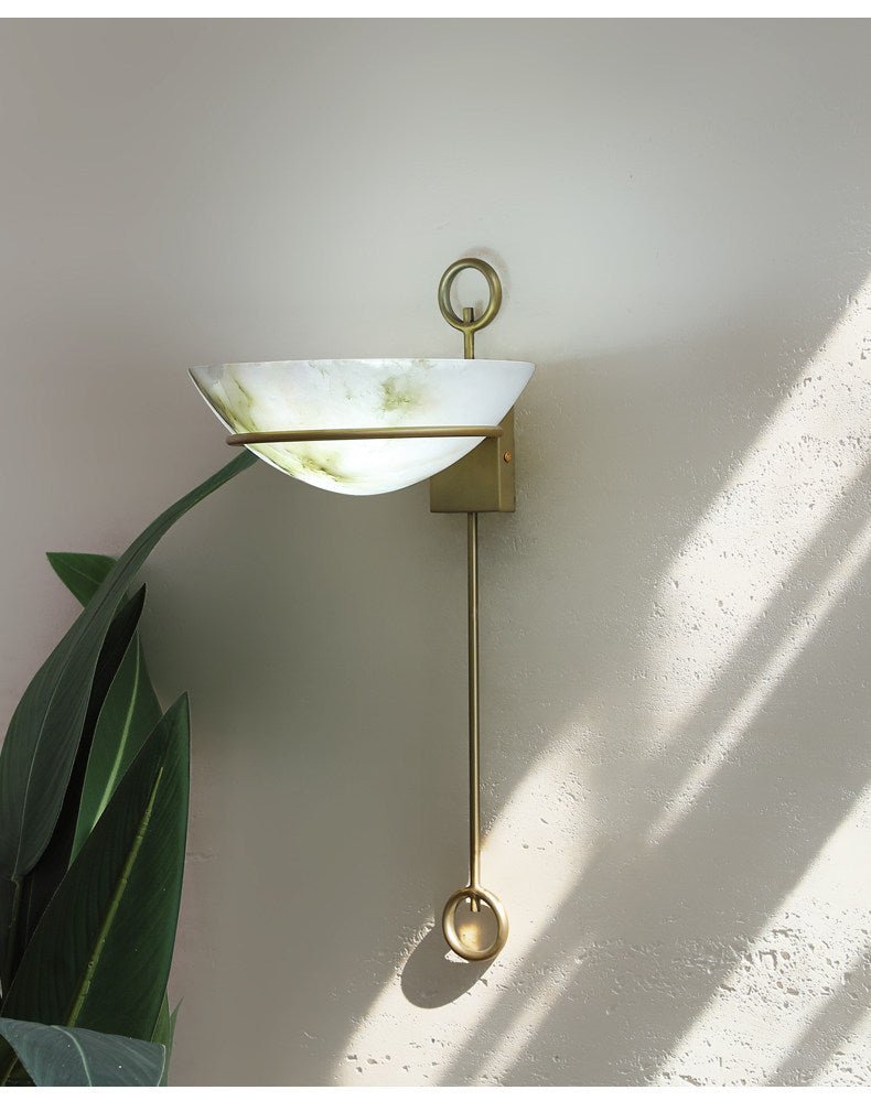 Tether Alabaster Wall Light - Diameter 10.2 in x H 21.7 inGold & Whitecasivra