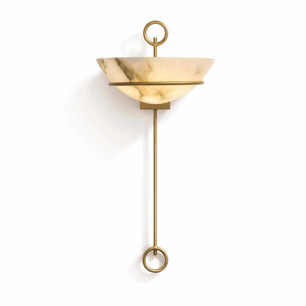 Tether Alabaster Wall Light - Diameter 10.2 in x H 21.7 inGold & Whitecasivra