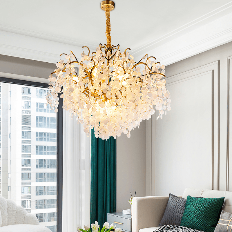 Thirza Brass Branch Crystal Chandelier - 23.62" diamcasivra
