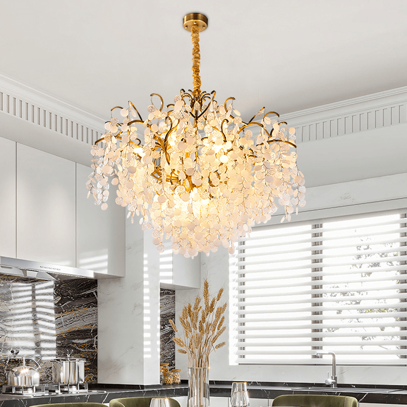 Thirza Brass Branch Crystal Chandelier - 23.62" diamcasivra