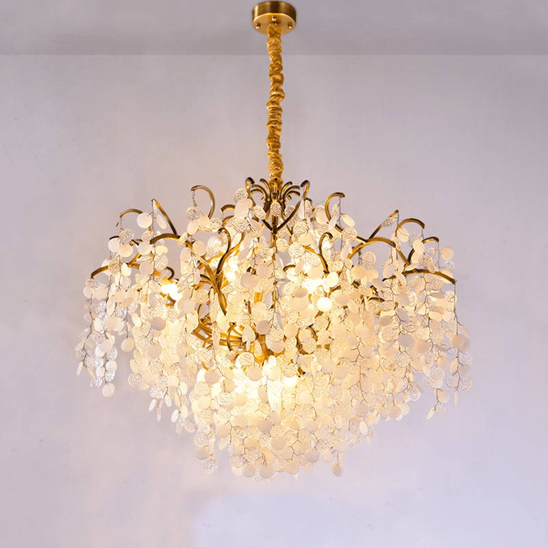 Thirza Brass Branch Crystal Chandelier - 23.62" diamcasivra