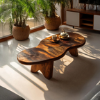 Modern Irregular Wood Coffee Table For Entryway Decor