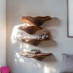 Mid Century Solid Wood Mushroom Shelf For Living Room Wall Decor