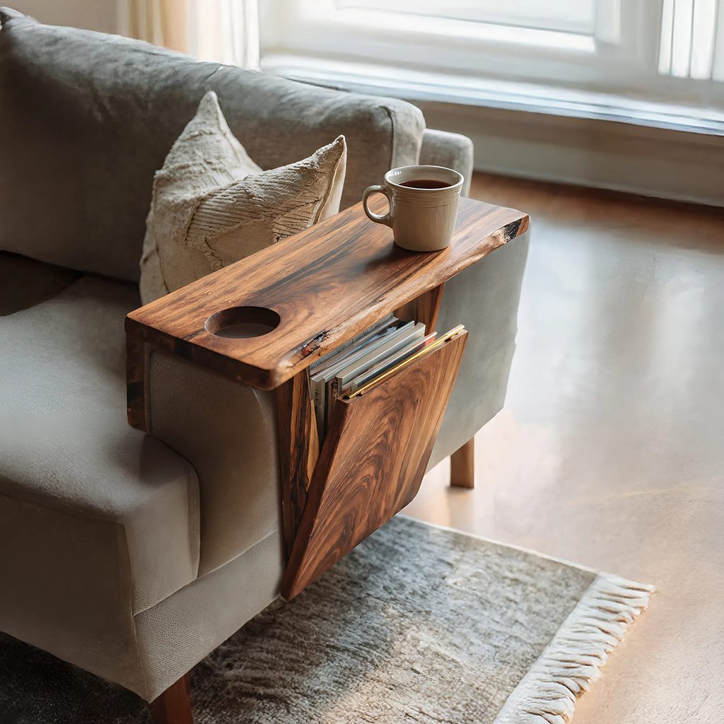 Farmhouse Wooden Armrest For Rustic Sofa Furniture