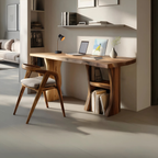 Modern Wooden Live Edge Desk For Small Home Office Setup