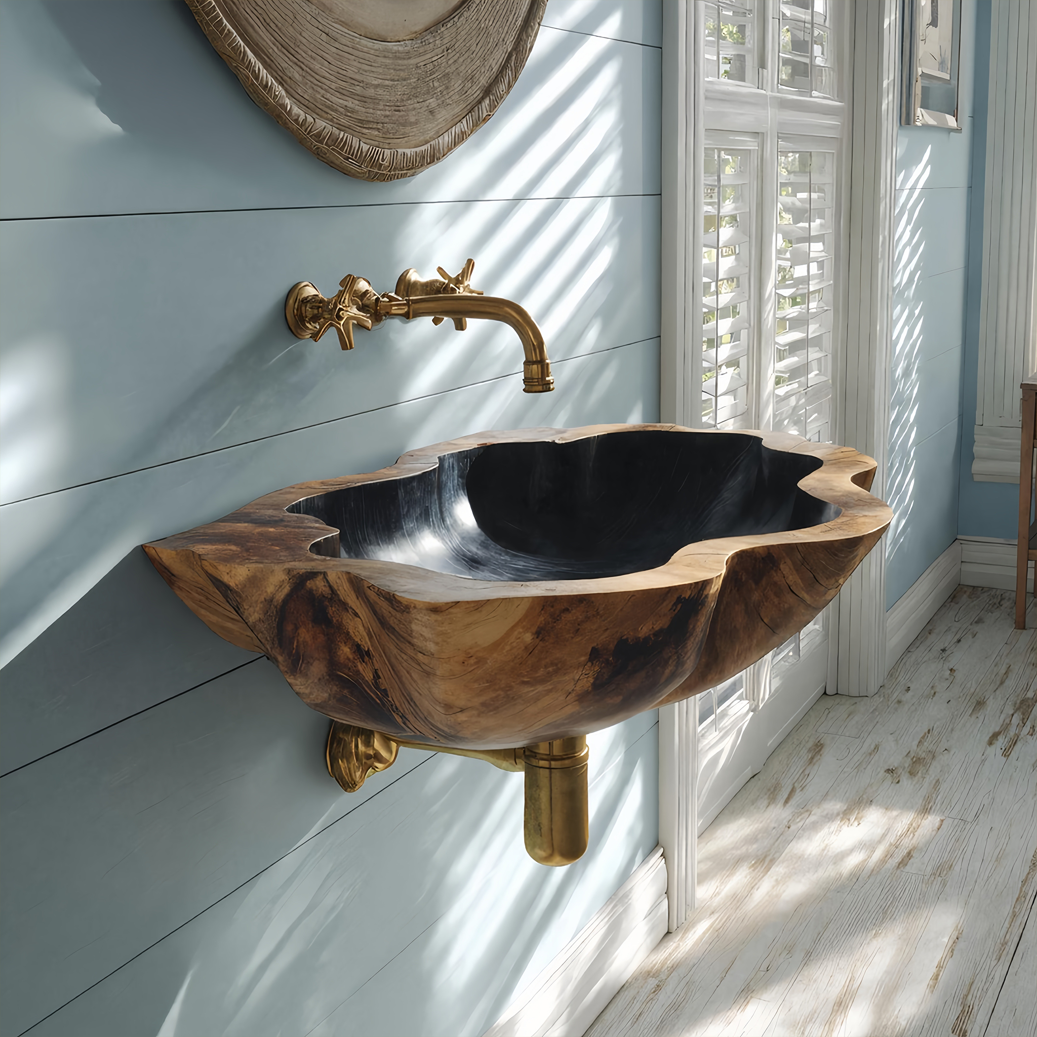 Handcrafted Solid Wood Vanity Sink For Custom Bathroom Furniture Decor