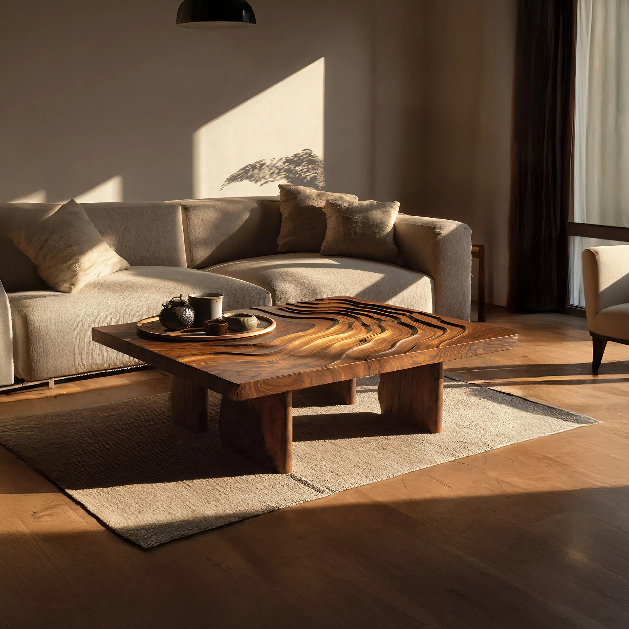 Modern Irregular Solid Wood Coffee Table For Furniture Decor