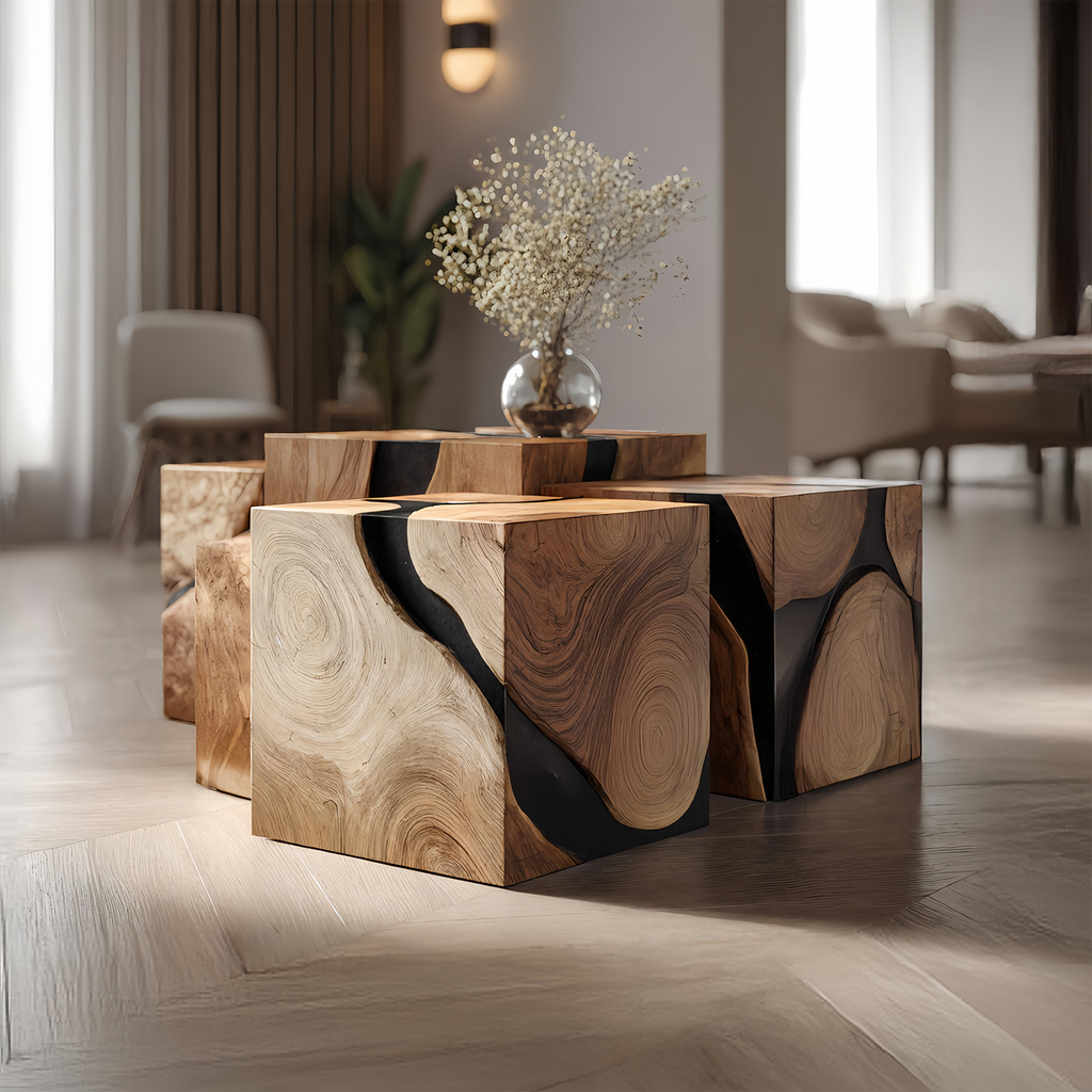 Mid Century Solid Wood Square Table For Living Room