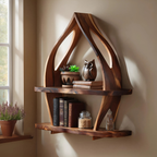 Mid Century Curved Wood Wall Shelf For Furniture Decor