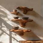 Farmhouse Wooden Live Edge Mushroom Shelf For Rustic Home Decor