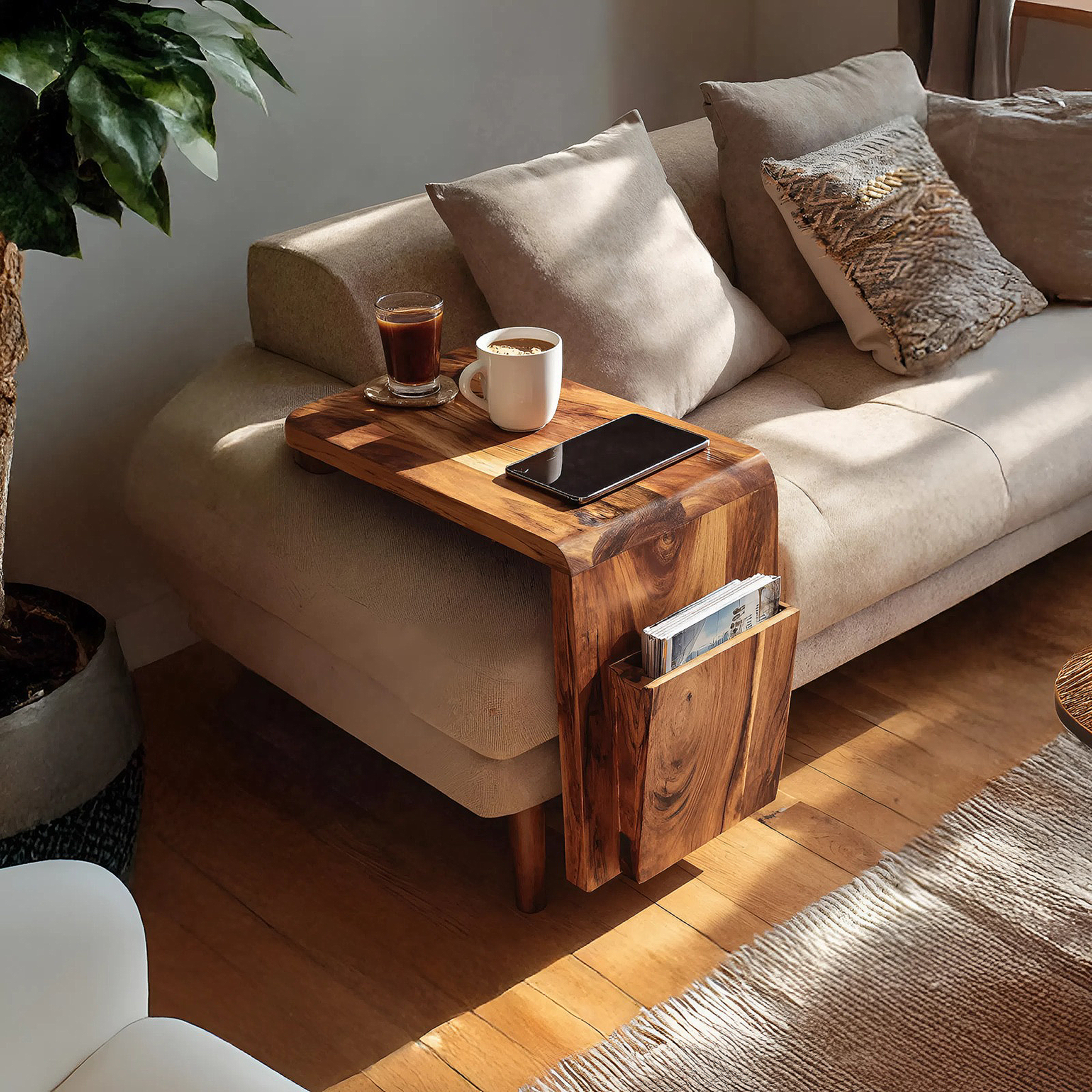 Modern Solid Wood Armrest For Living Room Decor