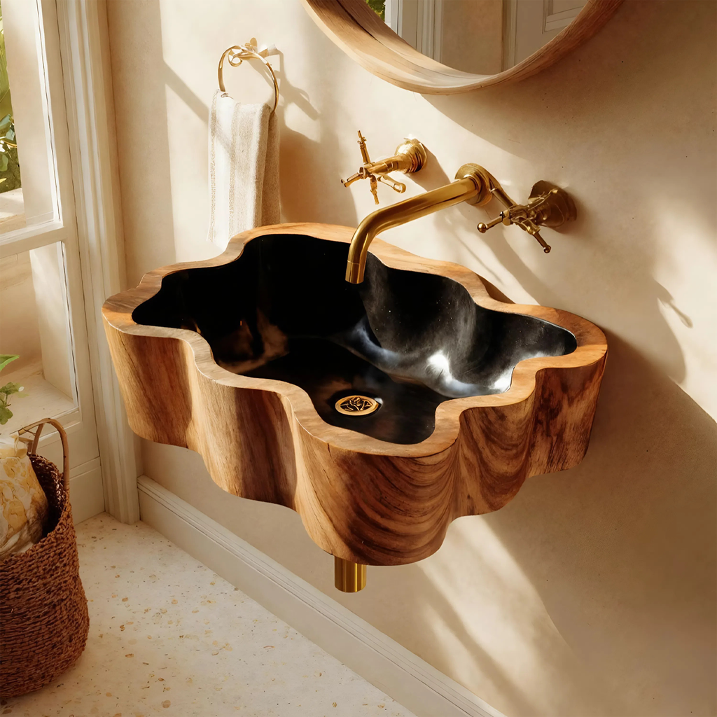 Modern Wall Mounted Wooden Bathroom Sink For Luxury Bathroom Furniture