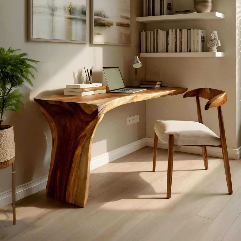 Handcrafted Live Edge Wood Desk For Home Studio Setup
