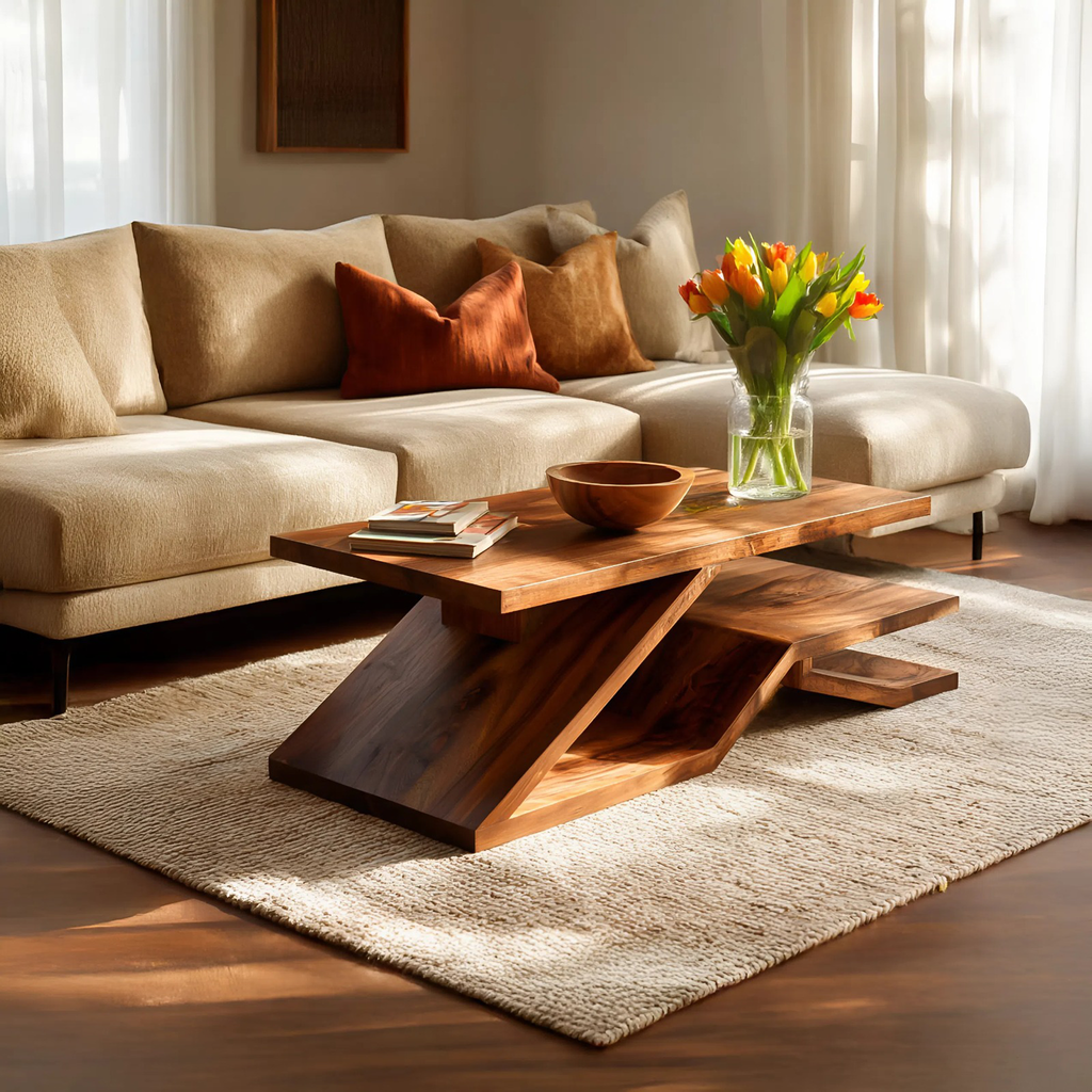 Rustic Coffee Table With Shelf Storage For Living Decor