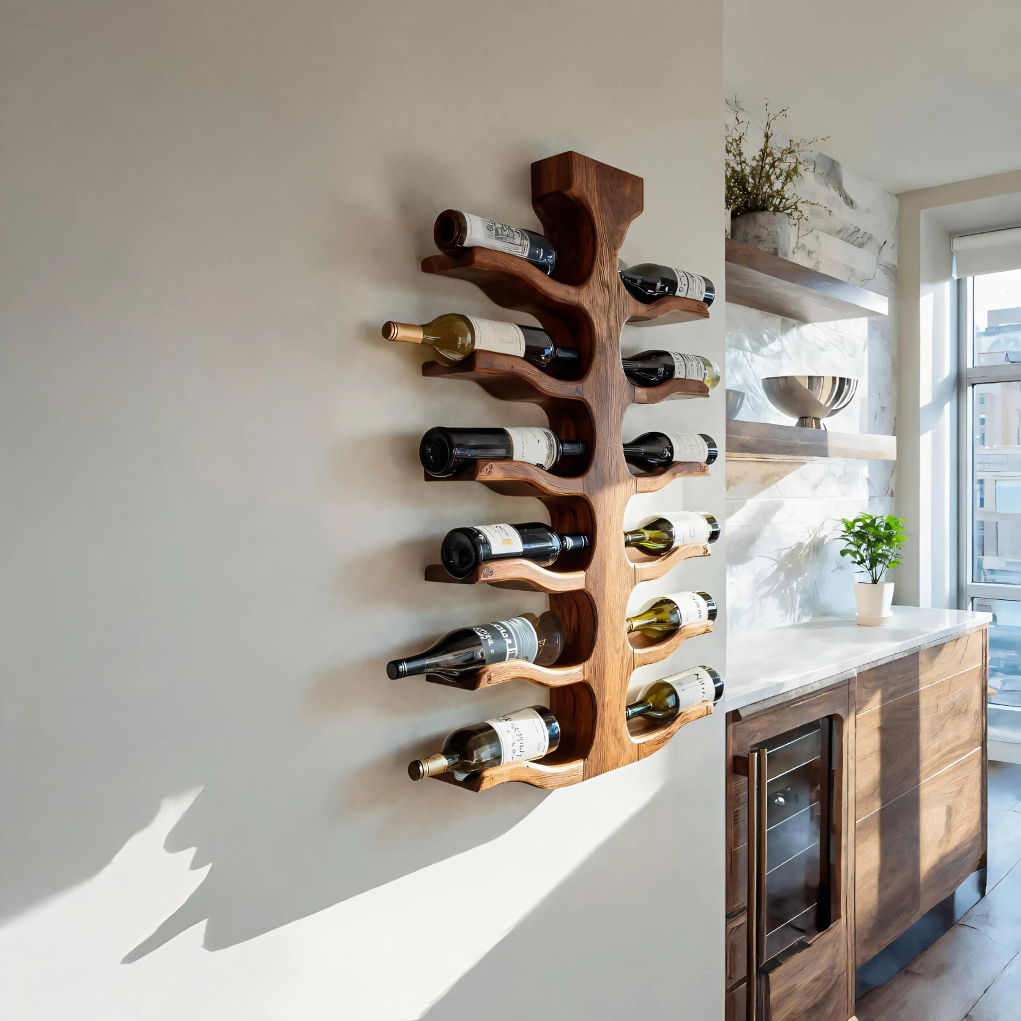 Modern Wall Mounted Wine Bottle Holder For Bar Storage Decor