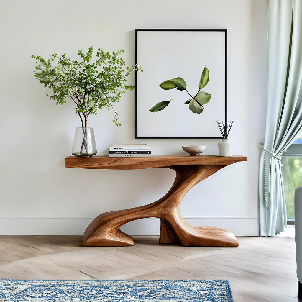 Rustic Solid Wood Console Table For Modern Entryway