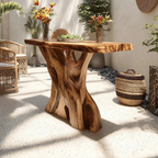 Modern Solid Wood Console Table Live Edge Design For Entryway Decor