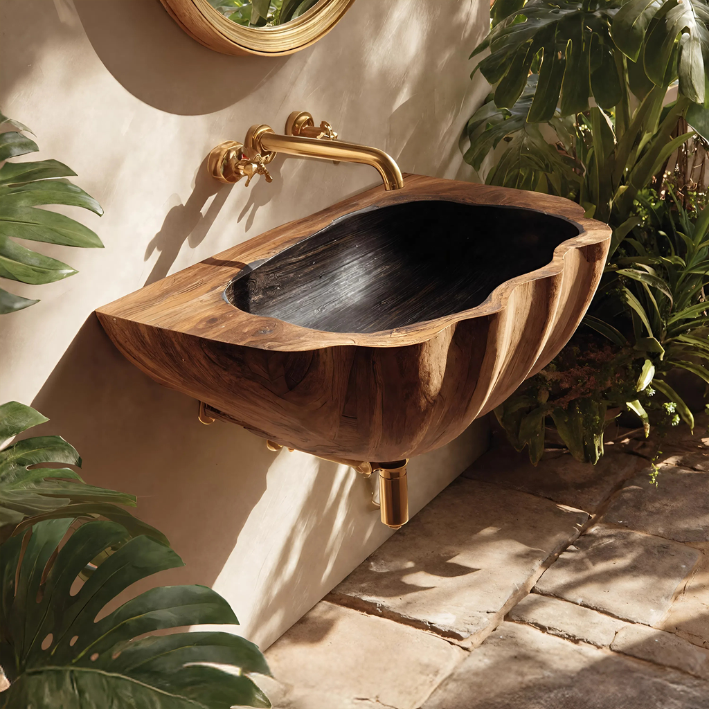 Modern Wall Mounted Wooden Bathroom Sink For Contemporary Bathroom Decor