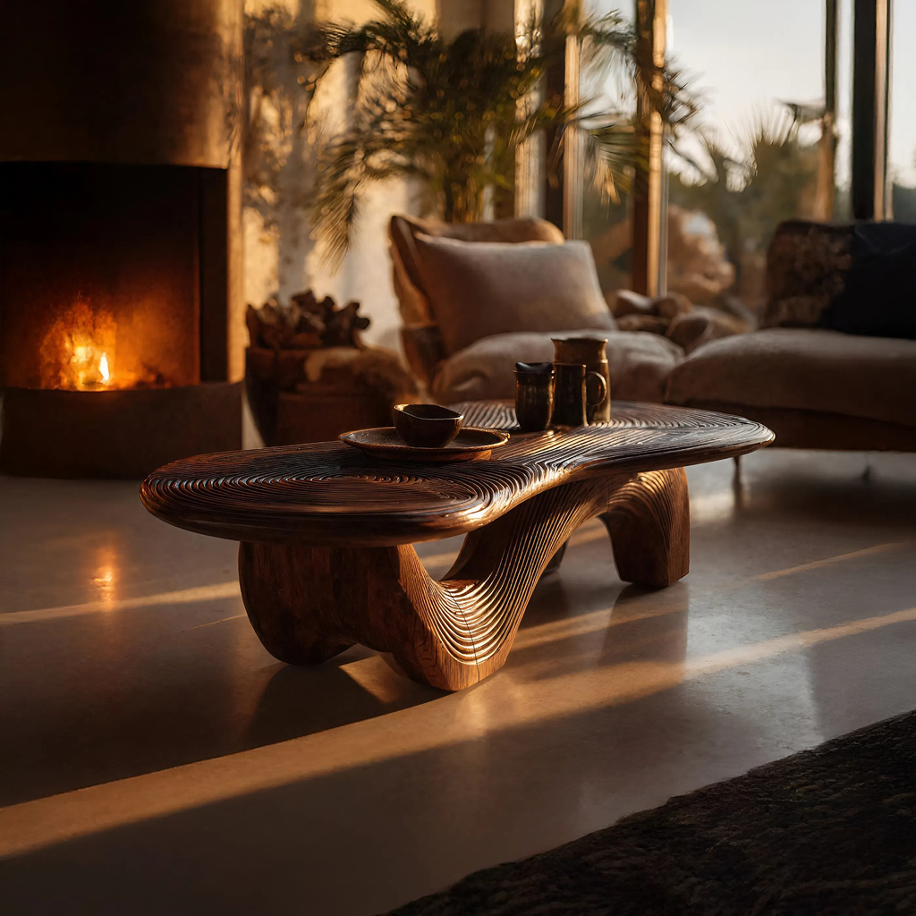 Farmhouse Wooden Live Edge Coffee Table For Furniture Decor