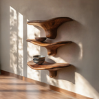 Modern Wooden Live Edge Mushroom Shelf For Minimalist Interior Decor