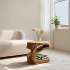 Artistic Side Table With Storage Shelf For Living Room