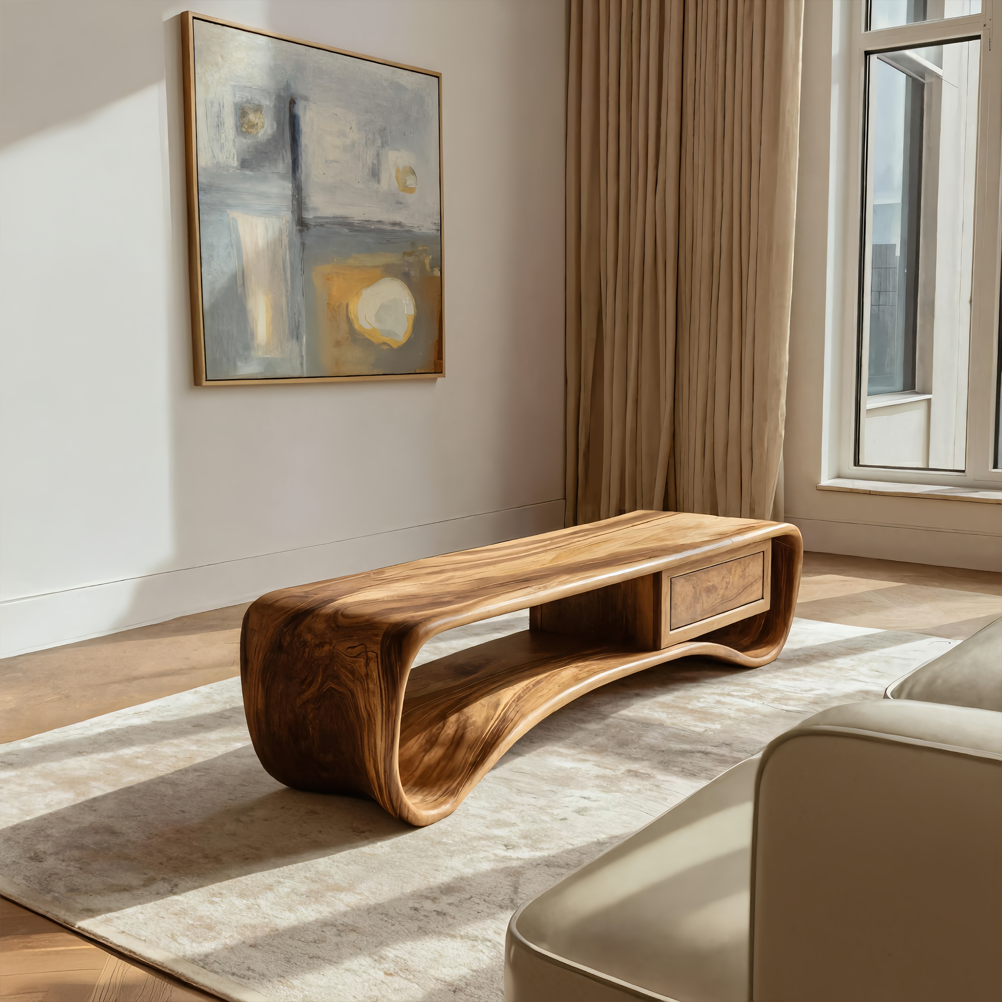 Handcrafted Coffee Table Compact Design For Living Room