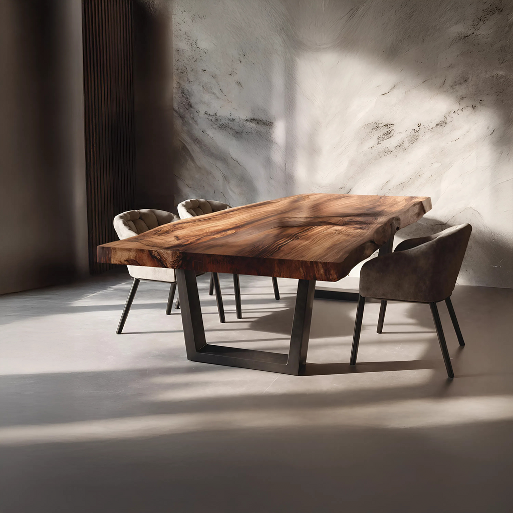 Furniture Decor Farmhouse Wooden Live Edge Dining Table Cozy