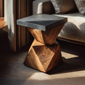 Farmhouse Solid Wood End Table For Cottage Living Room