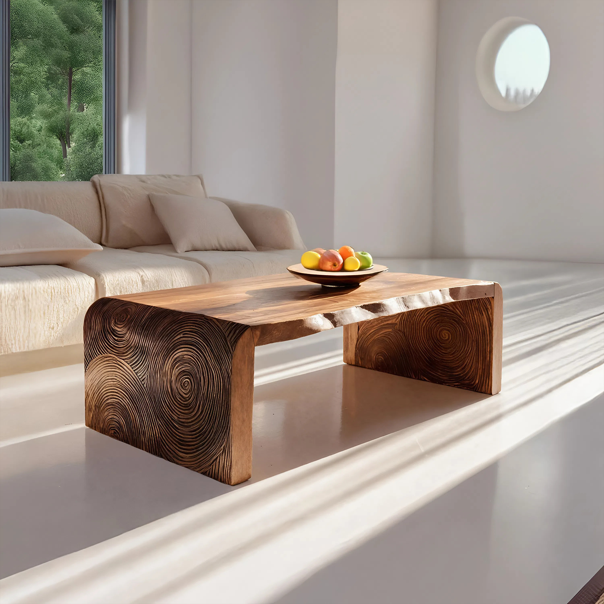 Modern Solid Wood Irregular Coffee Table For Living Room