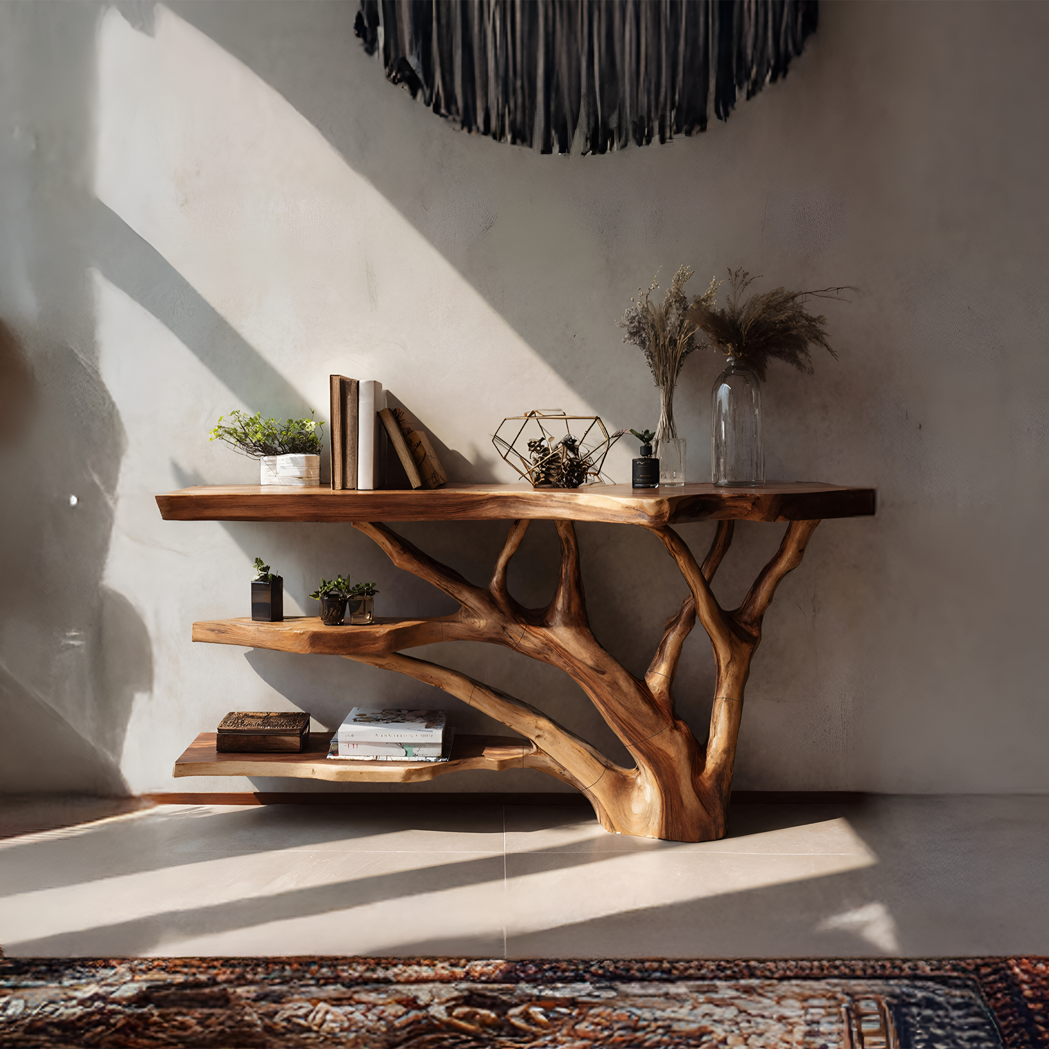 Mid Century Live Edge Entryway Table For Rustic Bedroom Furniture