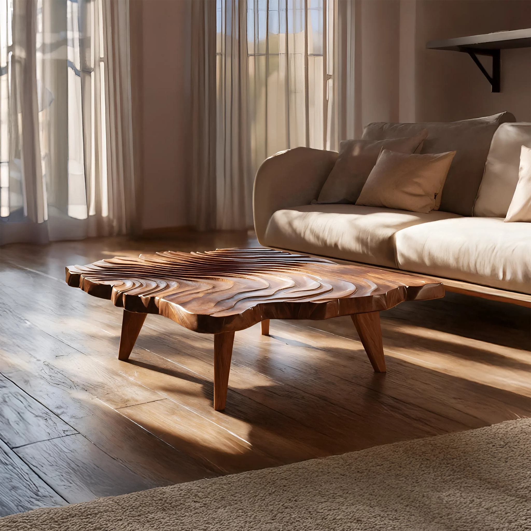 Handcrafted Modern Live Edge Coffee Table For Living Room