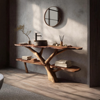 Modern Wooden Live Edge Bathroom Vanity For Minimalist Bathroom Design
