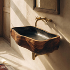 Mid Century Wooden Wall Mounted Bathroom Sink For Elegant Bathroom Design