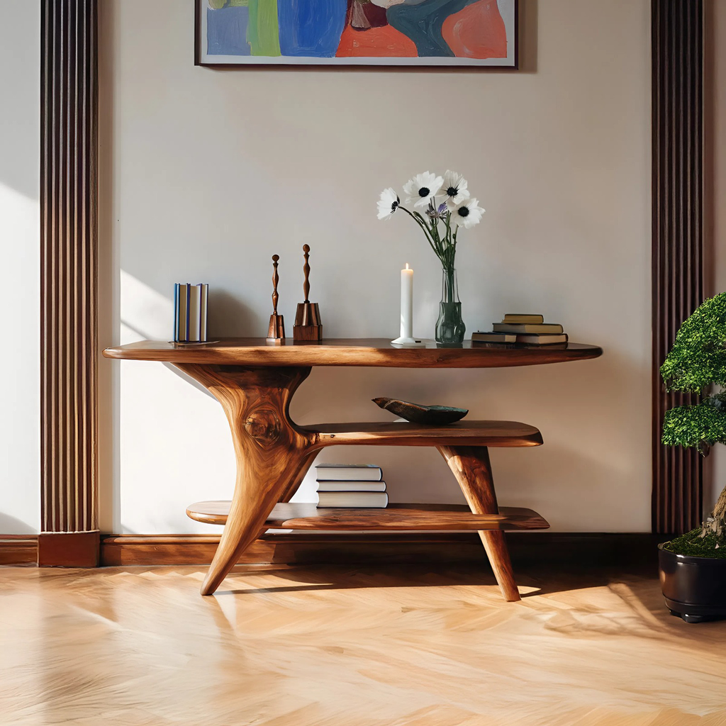 Farmhouse Live Edge Console Table For Unique Entryway Design