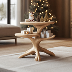 Handcrafted Round End Table For Entryway Design Xmas Accent
