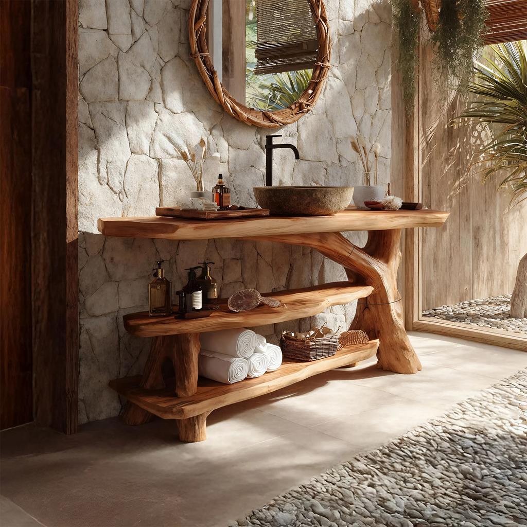 Mid Century Live Edge Bathroom Vanity For Elegant Bathroom Decor