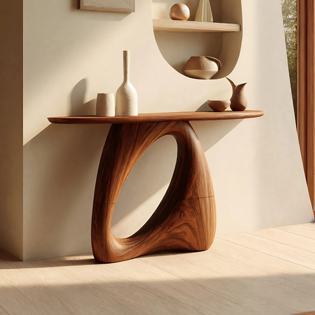 Mid Century Live Edge Console Table Organic Modern For Living Room Decor