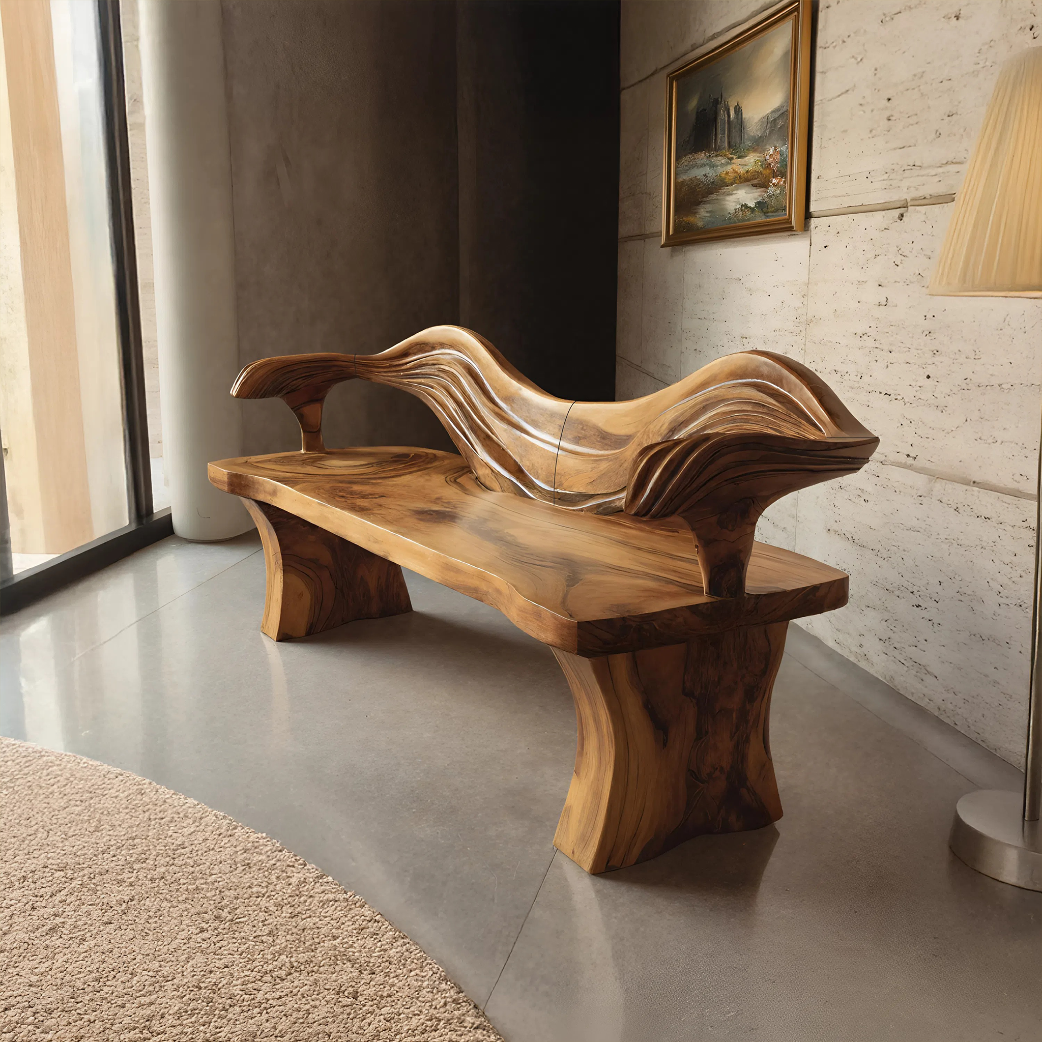 Solid Wood Live Edge Bench For Hallway And Entryway Use