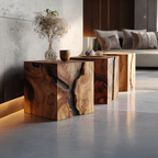 Farmhouse Wooden Cube Table For Modern Furniture Design