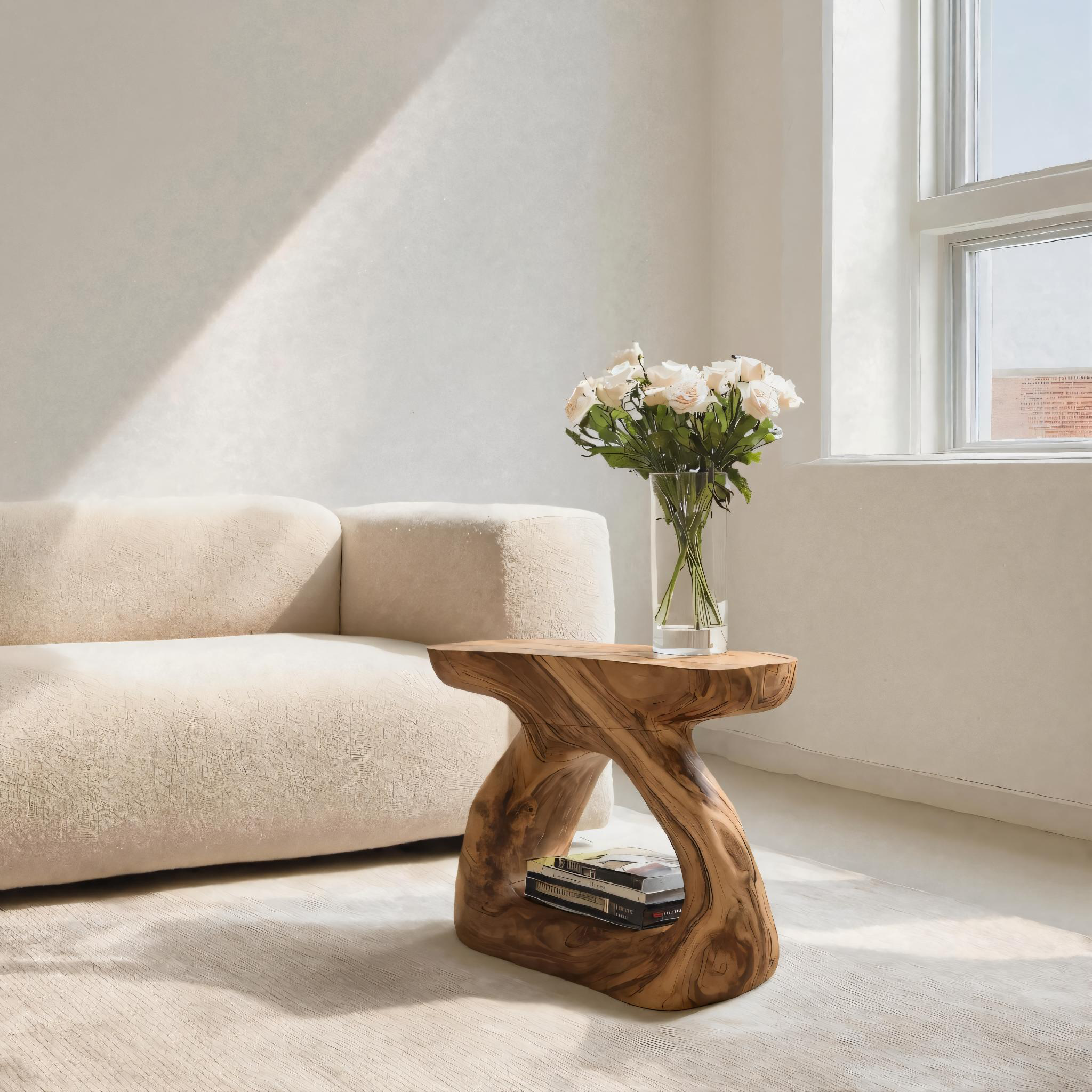 Minimalist Side Table With Storage Shelf For Living Room Decor