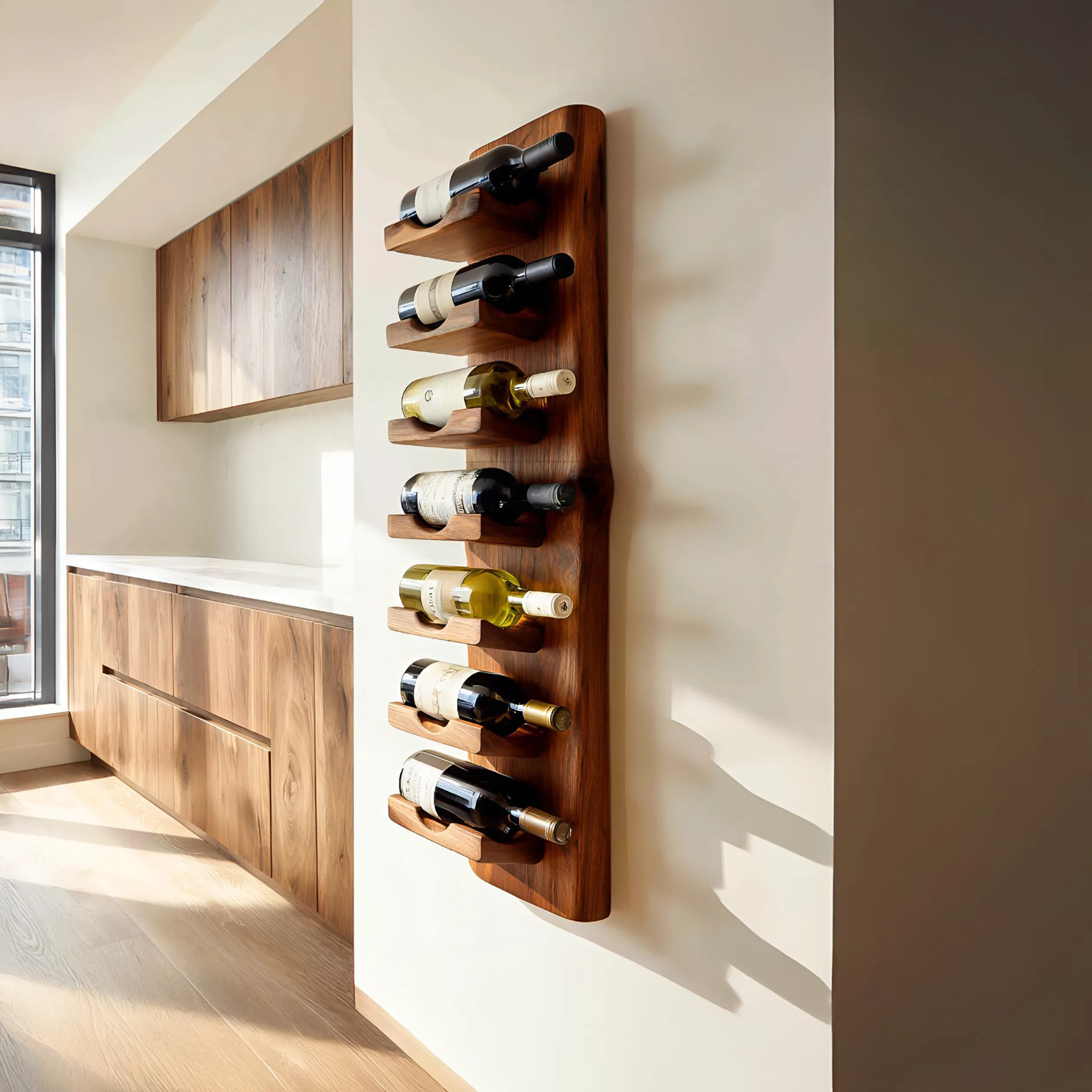 Vertical Wine Bottle Holder Wall Mounted For Dining Or Home Bar